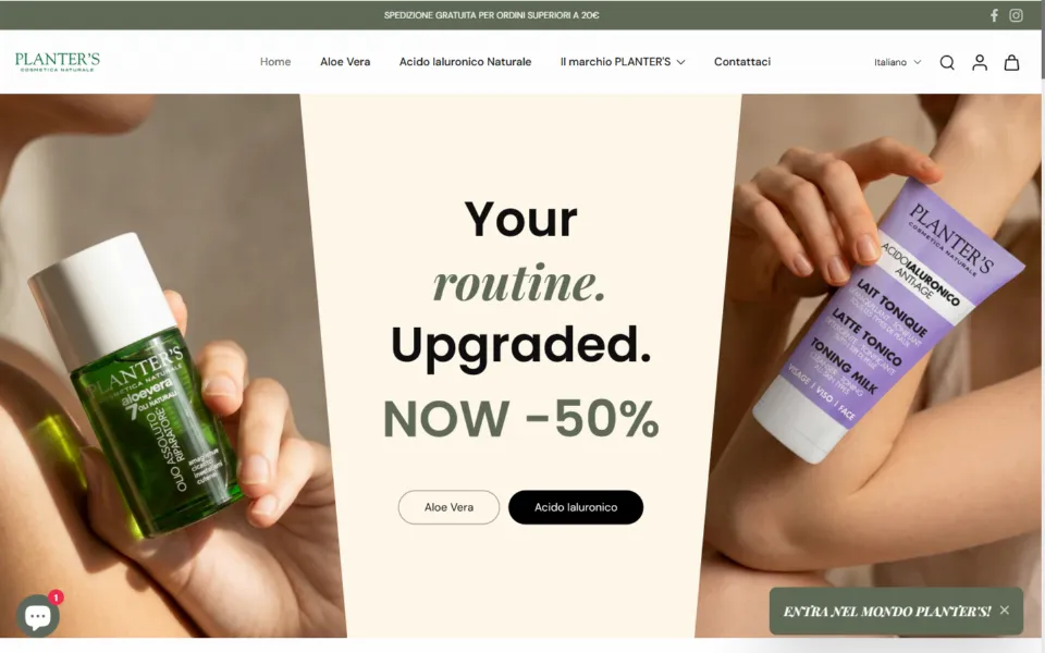Sito web di Planters realizzato da REGICODE