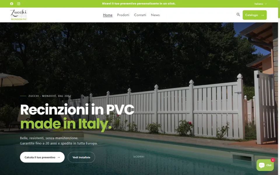 Sito web di Recinzioni PVC realizzato da REGICODE
